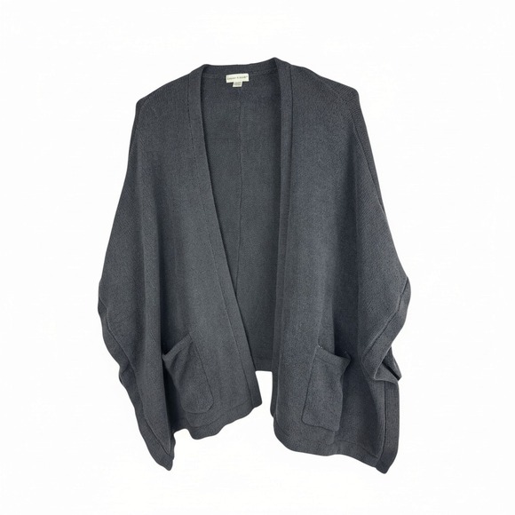 Sunday Citizen Pocket Poncho Wrap OSFM Charcoal Gray Chenille Loungewear Cozy - Picture 2 of 10